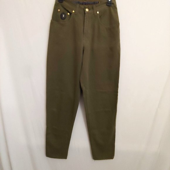 Trussardi Jeans Ittierre SPA Number One Army Green Straight Leg pants 30 Italy - Picture 1 of 13